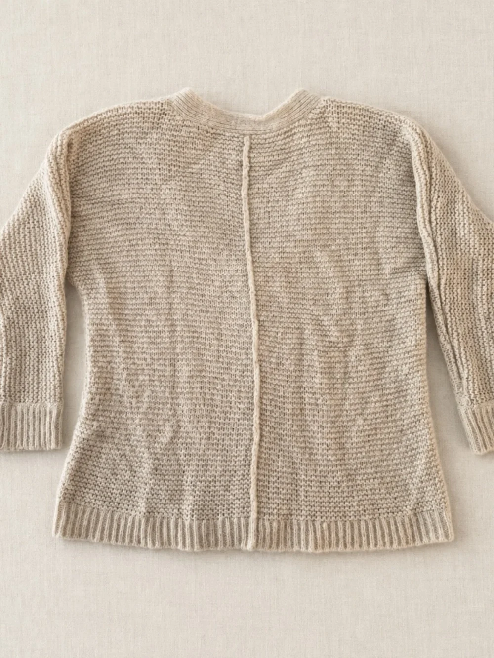 Free People Oatmeal Marled V-Neck Knit Sweater Small